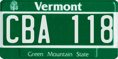 VT license plate CBA118