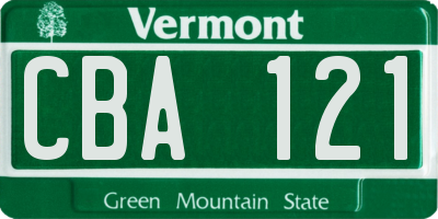 VT license plate CBA121