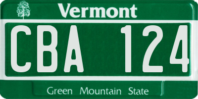VT license plate CBA124
