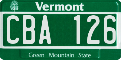 VT license plate CBA126