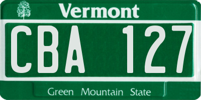 VT license plate CBA127