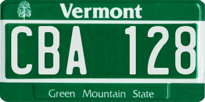 VT license plate CBA128