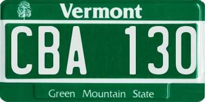 VT license plate CBA130