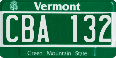 VT license plate CBA132