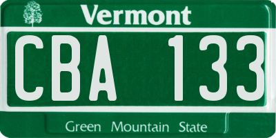VT license plate CBA133