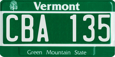 VT license plate CBA135