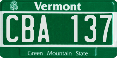 VT license plate CBA137