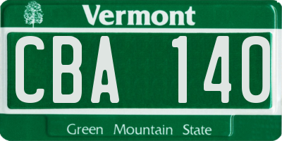 VT license plate CBA140