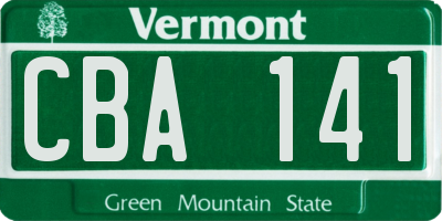 VT license plate CBA141