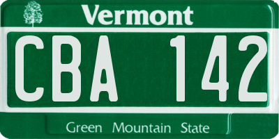 VT license plate CBA142