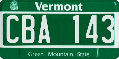 VT license plate CBA143