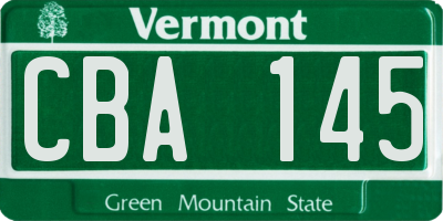 VT license plate CBA145