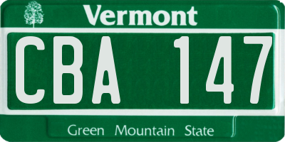VT license plate CBA147