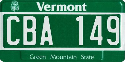 VT license plate CBA149