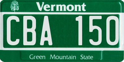 VT license plate CBA150