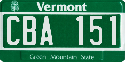 VT license plate CBA151