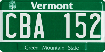 VT license plate CBA152