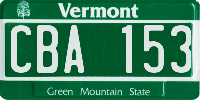 VT license plate CBA153