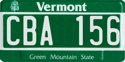 VT license plate CBA156