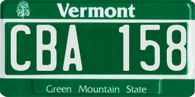 VT license plate CBA158
