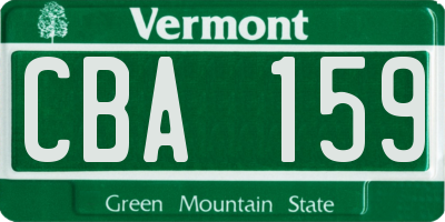 VT license plate CBA159