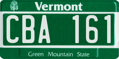VT license plate CBA161