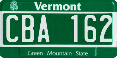 VT license plate CBA162