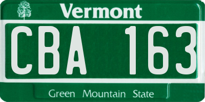 VT license plate CBA163