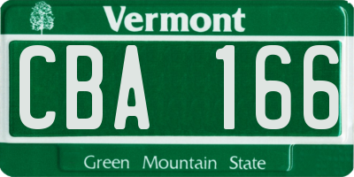 VT license plate CBA166