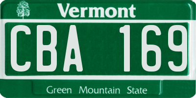 VT license plate CBA169
