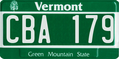 VT license plate CBA179