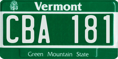 VT license plate CBA181