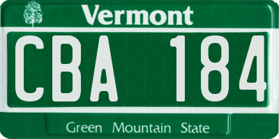VT license plate CBA184