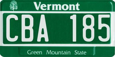 VT license plate CBA185