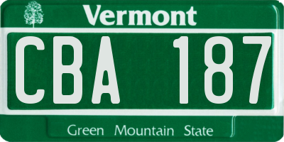VT license plate CBA187
