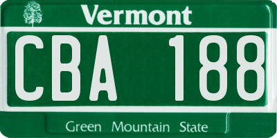 VT license plate CBA188