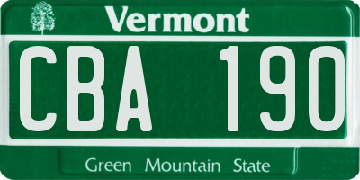 VT license plate CBA190
