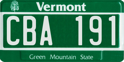 VT license plate CBA191