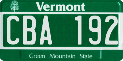 VT license plate CBA192