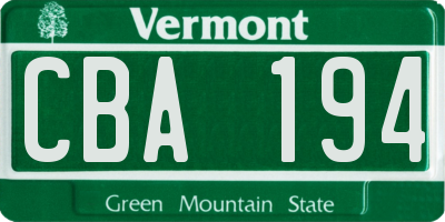 VT license plate CBA194
