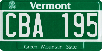 VT license plate CBA195