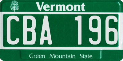 VT license plate CBA196