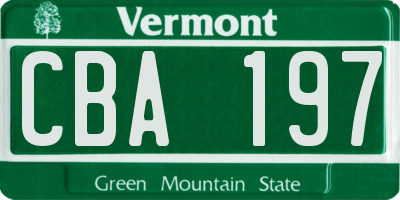 VT license plate CBA197