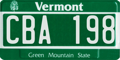 VT license plate CBA198