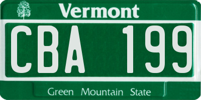 VT license plate CBA199