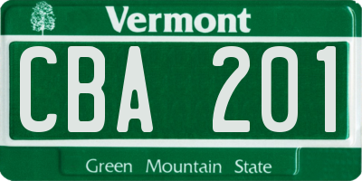 VT license plate CBA201