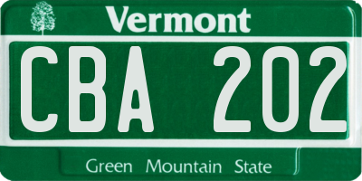 VT license plate CBA202