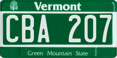 VT license plate CBA207