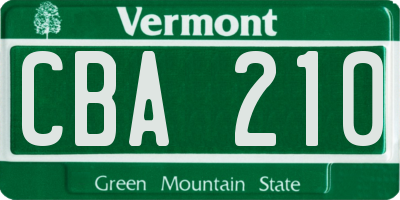 VT license plate CBA210