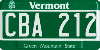 VT license plate CBA212